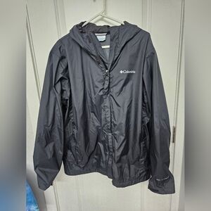 Columbia Omni Tech Men Black Rain Hooded Jacket Parka Style Lightweight Mesh XL